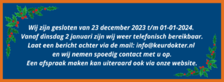 Kerstreces, gesloten van 23 december t/m 1 januari 2024