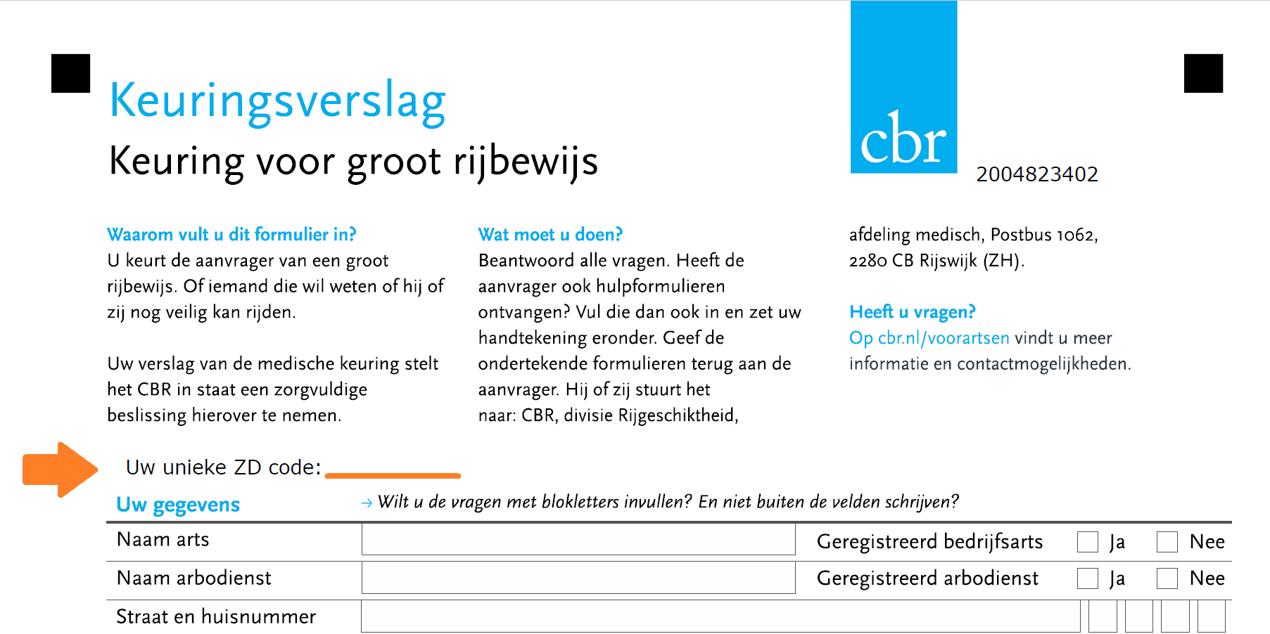 Keuringsverslag met ZD-code